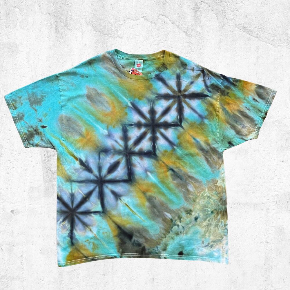 Tie Dye Unisex T-shirt -  Klink Ice Dye - Turquoise - Handmade 2XLarge